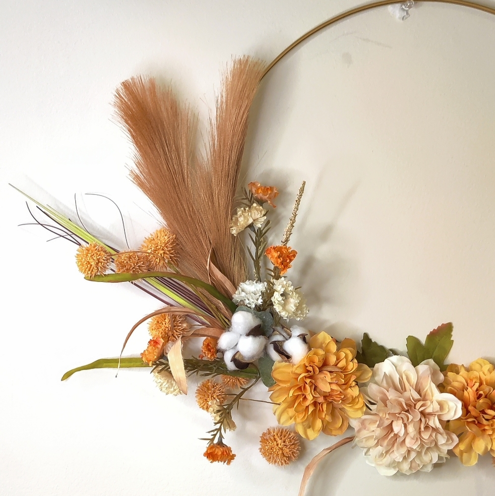 Handmade Gold Hoop Fall Wreath - Picture 4 of 4